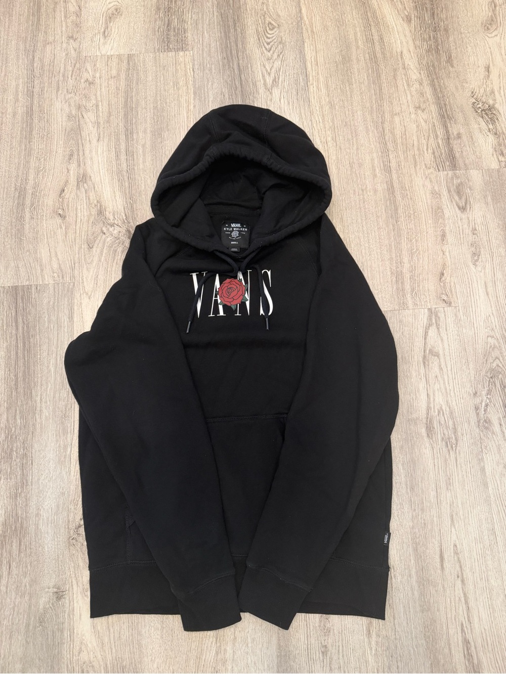 Vans Kyle Walker Small Black Rose Graphic Pullover Skate Hoodie